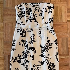 Laundry white and black strapless dress